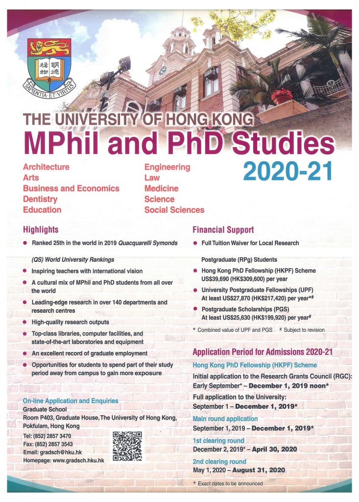 The University Of Hong Kong MPhil And PhD Studies 2020 – 21 – Τμήμα ...